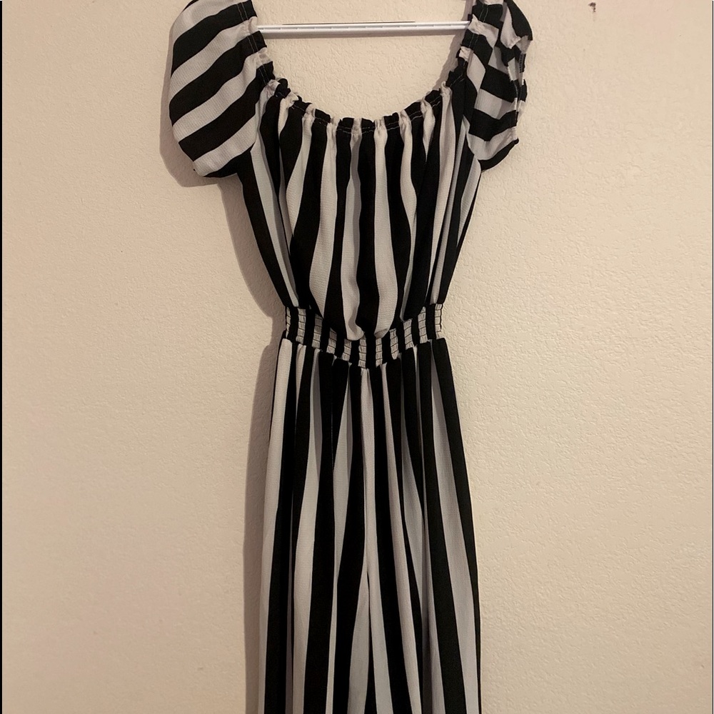 Black and White Striped Jumpsuit